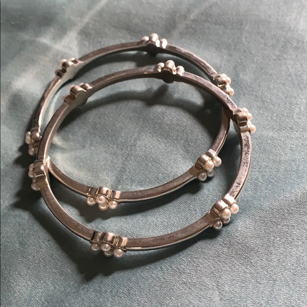 Silver and accent pearl bracelet set - Picture 2 of 5